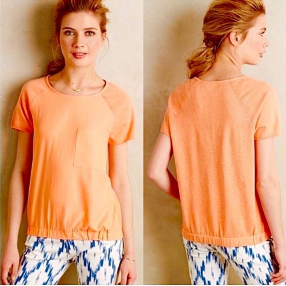 Anthropologie Orange Short Sleeve Tee